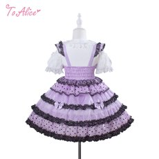 画像3: 【送料無料】TZ10 ドット柄レースアップフリルジャンパースカート《予約限定》 (3)