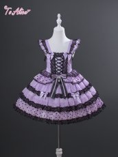 画像4: 【送料無料】TZ10 ドット柄レースアップフリルジャンパースカート《予約限定》 (4)