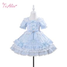 画像1: 【送料無料】【ToAlice Kids】TZ11雪の結晶3連リボンワンピース《予約受付》 (1)