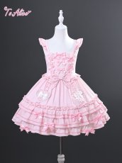 画像2: 【送料無料】【ToAlice Kids】TZ8 【Kids】たっぷりリボンドールジャンパースカート《予約受付》 (2)