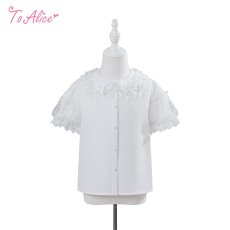 画像1: 【送料無料】TZ9 たっぷりフリル襟のドットレースブラウス《予約限定》 (1)