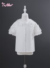 画像4: 【送料無料】TZ9 たっぷりフリル襟のドットレースブラウス《予約限定》 (4)