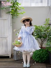 画像4: 【送料無料】【ToAlice Kids】TZC8629リトルデイジーチェックセーラー長袖ワンピース《予約受付》 (4)