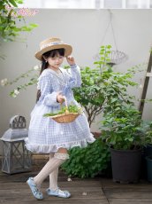 画像9: 【送料無料】【ToAlice Kids】TZC8629リトルデイジーチェックセーラー長袖ワンピース《予約受付》 (9)