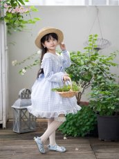 画像8: 【送料無料】【ToAlice Kids】TZC8629リトルデイジーチェックセーラー長袖ワンピース《予約受付》 (8)