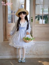 画像13: 【送料無料】【ToAlice Kids】TZC8629リトルデイジーチェックセーラー長袖ワンピース《予約受付》 (13)