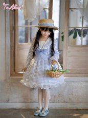 画像14: 【送料無料】【ToAlice Kids】TZC8629リトルデイジーチェックセーラー長袖ワンピース《予約受付》 (14)