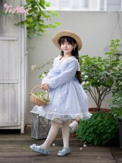 画像5: 【送料無料】【ToAlice Kids】TZC8629リトルデイジーチェックセーラー長袖ワンピース《予約受付》 (5)