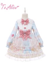 画像1: 【Last one】【ToAlice Kids】TZL1044パステルベア長袖ワンピース【20％OFF】 (1)