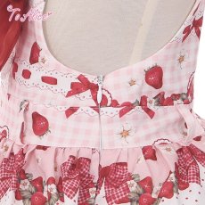 画像5: 【ToAlice Kids】TZL1210 StrawberryRabbitプリントサロペットスカート (5)