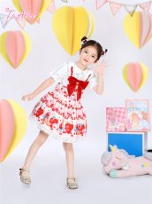 画像6: 【ToAlice Kids】TZL1210 StrawberryRabbitプリントサロペットスカート (6)