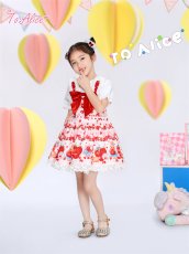 画像7: 【ToAlice Kids】TZL1210 StrawberryRabbitプリントサロペットスカート (7)
