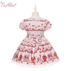 画像3: 【ToAlice Kids】TZL1211 StrawberryRabbitプリントワンピース (3)