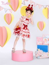 画像6: 【ToAlice Kids】TZL1211 StrawberryRabbitプリントワンピース (6)