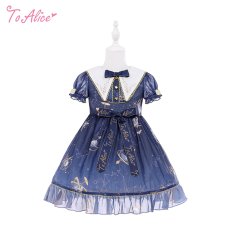 画像1: 【送料無料】【ToAlice Kids】TZL1460プラネタリウム刺繍入り半袖ワンピース《予約受付》 (1)