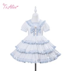 画像1: 【送料無料】TZL1785 リボンたっぷりマリンワンピース《予約受付》 (1)