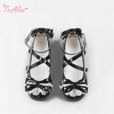 画像2: 【To Alice】Z292 パールリボンパンプス (2)