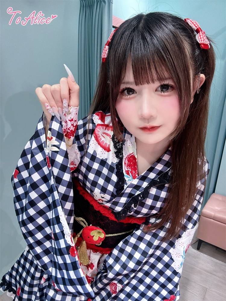 早割 旅行 ToAlice】C2167いちごギンガムチェック浴衣セット - To Alice 着物・浴衣
