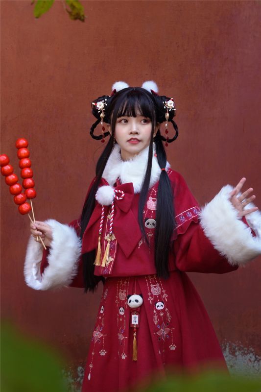 Last One To Alice C5246中華パンダ刺繍入りスカート 50 Off To Alice