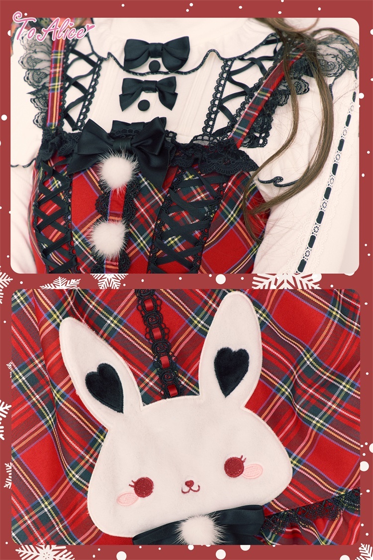 画像7: 【送料無料】L1698 うさぎ×チェックジャンパースカート《予約受付》 (7)