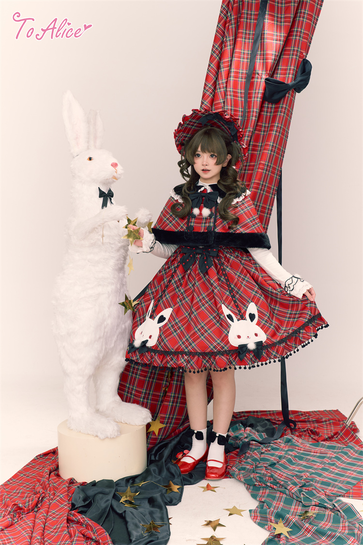 画像12: 【送料無料】L1698 うさぎ×チェックジャンパースカート《予約受付》 (12)