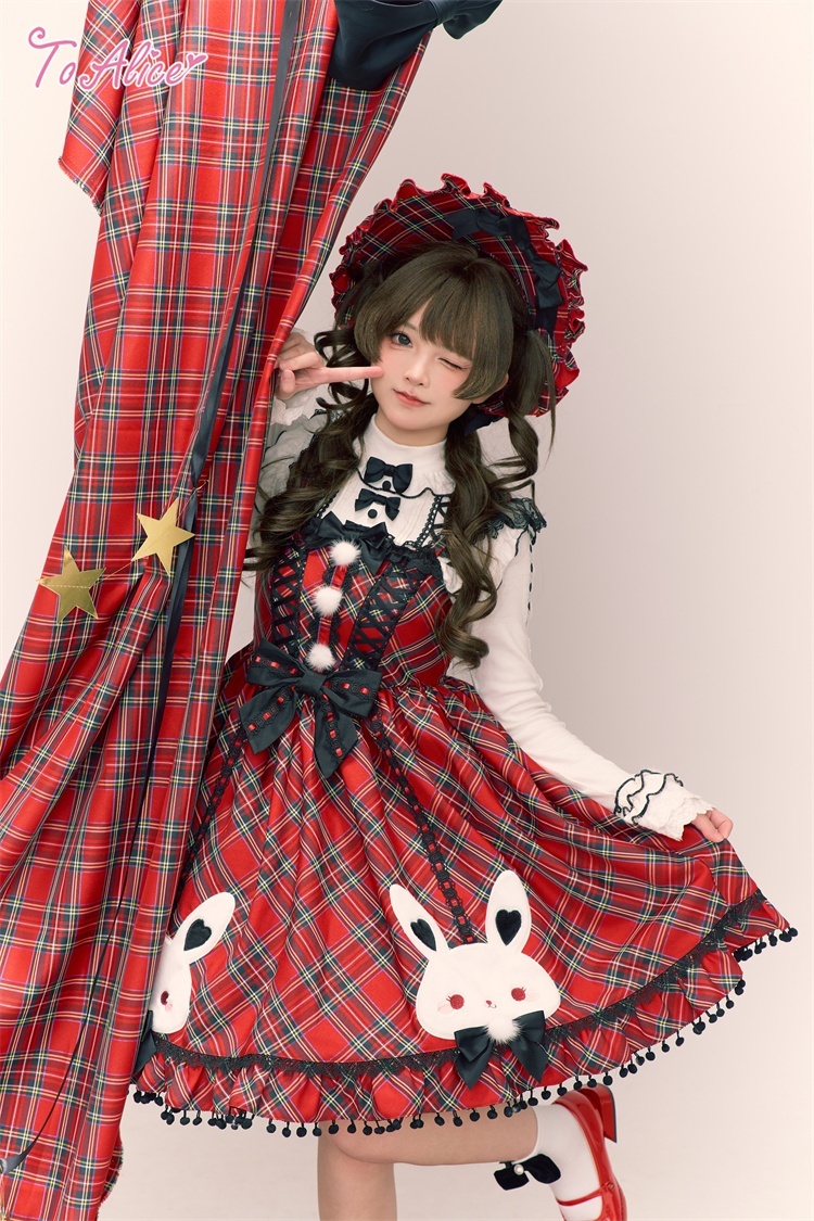 画像11: 【送料無料】L1698 うさぎ×チェックジャンパースカート《予約受付》 (11)