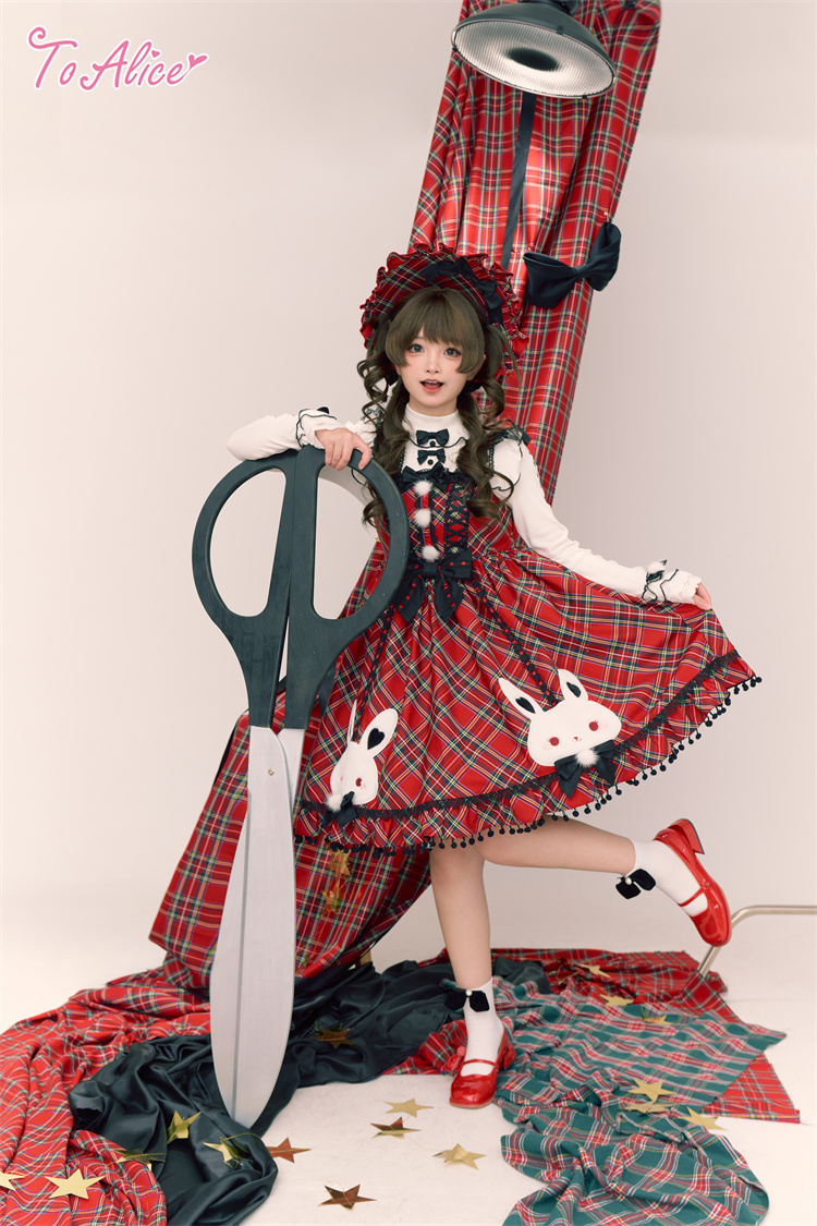 画像13: 【送料無料】L1698 うさぎ×チェックジャンパースカート《予約受付》 (13)