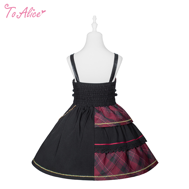 送料無料】F243チェック切り替えロックリボンジャンパースカート《予約