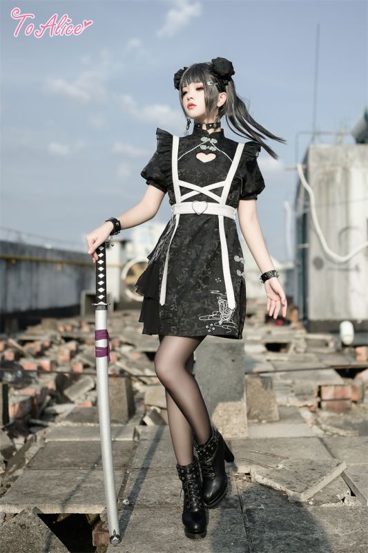 【在庫あり】 Last one】【ToAlice】G53ダークバタフライジャカードチャイナ ワンピース
