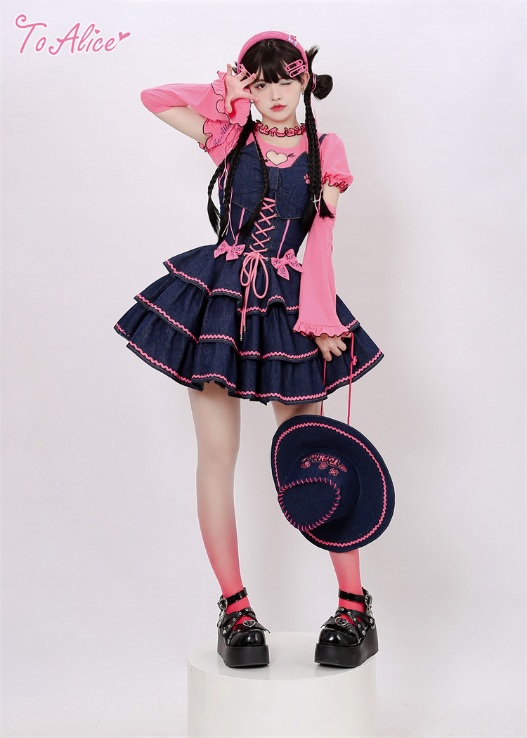 Last one】【ToAlice】L1221キャットガールデニムティアードジャンパー Last one】【ToAlice】L1221キャットガールデニムティアードジャンパー