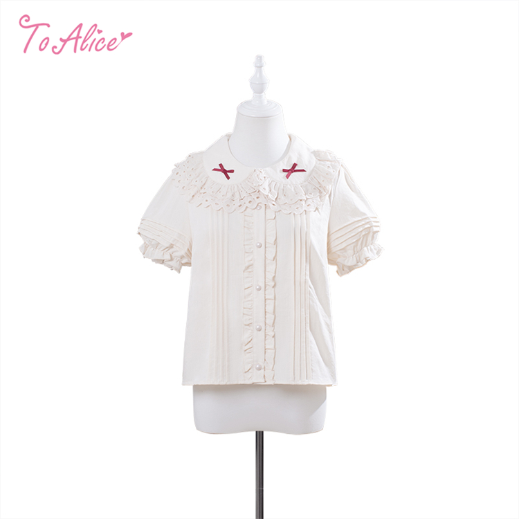 画像1: 【ToAlice】L1333コットンレースパフ袖ブラウス (1)