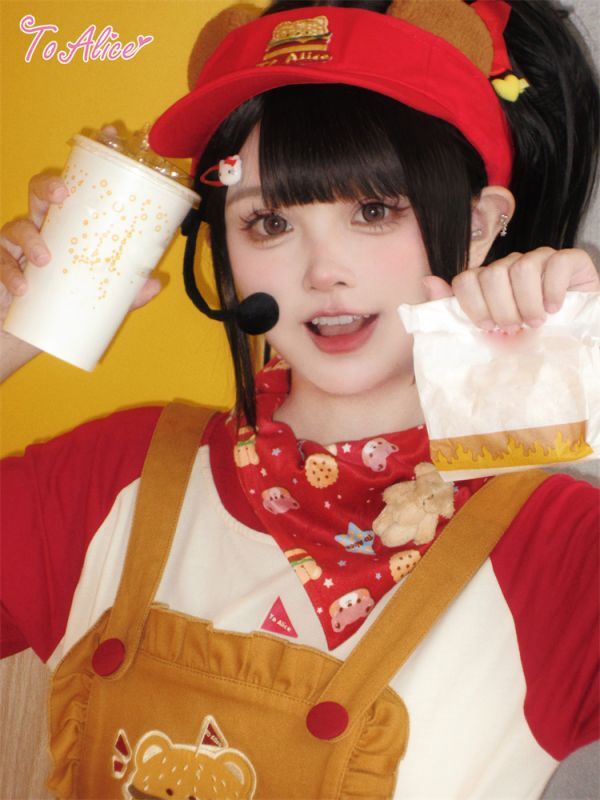 送料無料】L1442 Bear's Hamburger Shop サロペットスカート