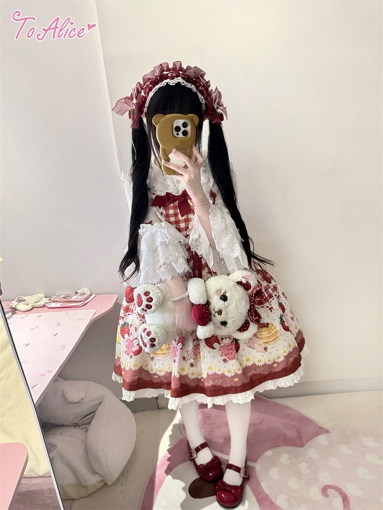 買得 ToAlice】L1634いちご×ハニーベアジャンパースカート - Alice To ワンピース