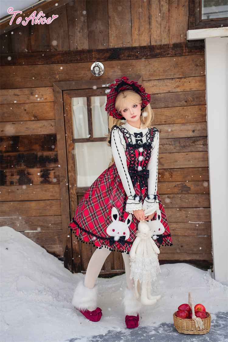 画像16: 【送料無料】L1698 うさぎ×チェックジャンパースカート《予約受付》 (16)