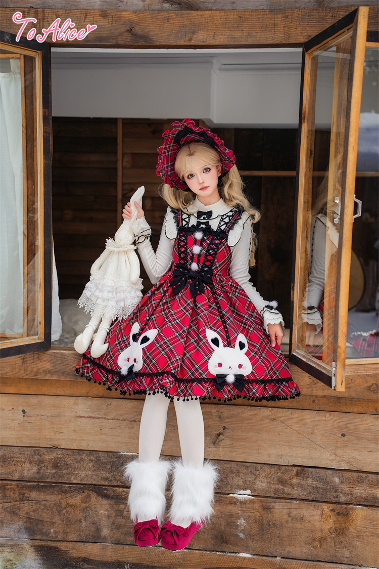 画像15: 【送料無料】L1698 うさぎ×チェックジャンパースカート《予約受付》 (15)