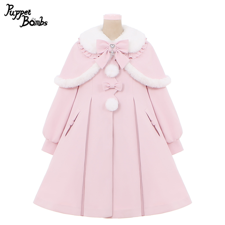 画像1: 【PuppetBombs】Q103 ケープ付きスカラップリボンコート (1)