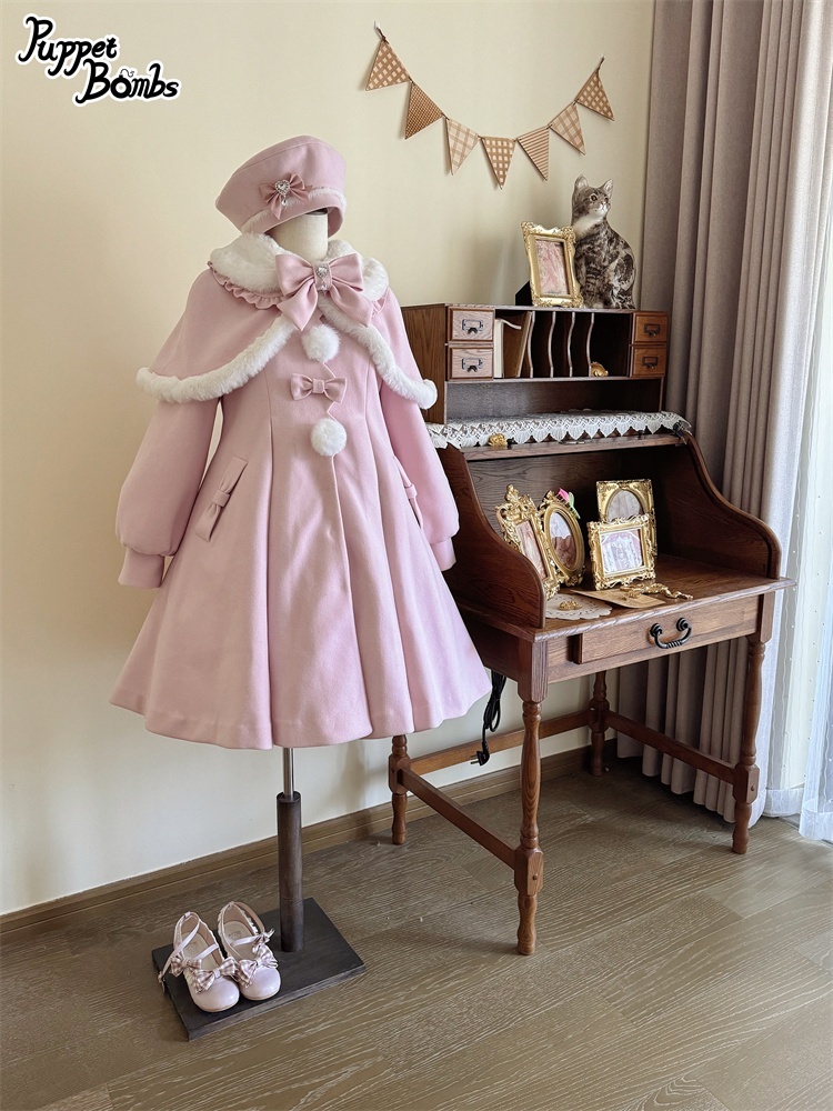 画像16: 【PuppetBombs】Q103 ケープ付きスカラップリボンコート (16)