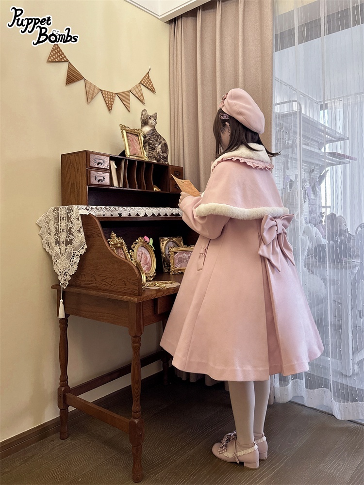 画像10: 【PuppetBombs】Q103 ケープ付きスカラップリボンコート (10)