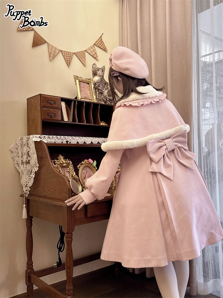 画像11: 【PuppetBombs】Q103 ケープ付きスカラップリボンコート (11)