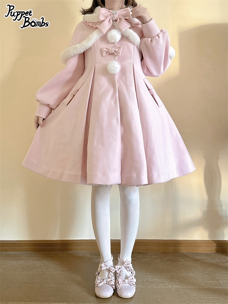 画像13: 【PuppetBombs】Q103 ケープ付きスカラップリボンコート (13)