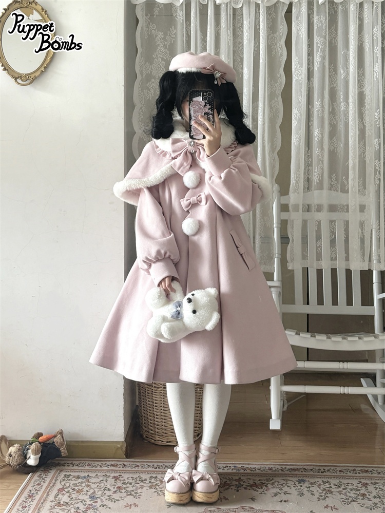 画像21: 【PuppetBombs】Q103 ケープ付きスカラップリボンコート (21)