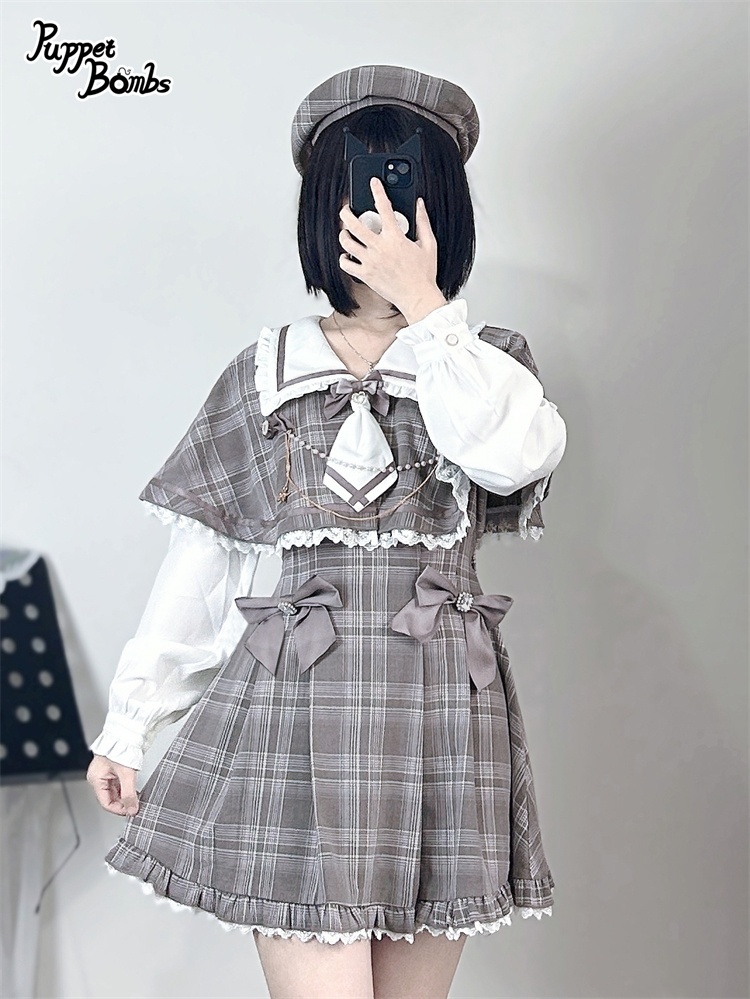 画像19: 【Last one】【PuppetBombs】Q112 探偵チェックワンピースセット (19)