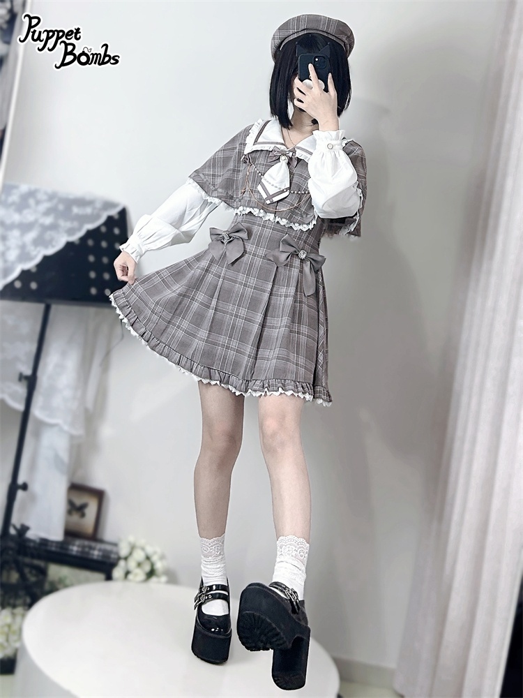 画像27: 【Last one】【PuppetBombs】Q112 探偵チェックワンピースセット (27)