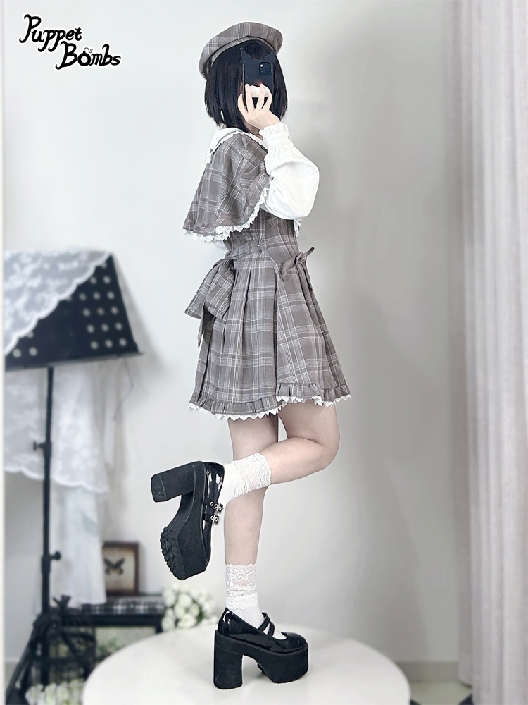 画像28: 【Last one】【PuppetBombs】Q112 探偵チェックワンピースセット (28)