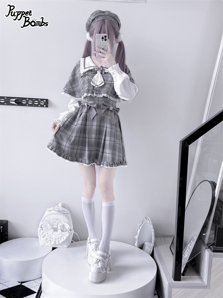 画像33: 【Last one】【PuppetBombs】Q112 探偵チェックワンピースセット (33)