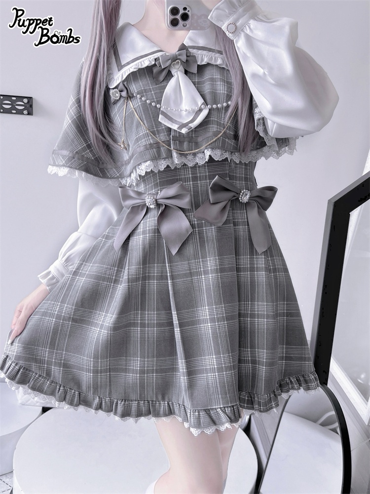 画像36: 【Last one】【PuppetBombs】Q112 探偵チェックワンピースセット (36)