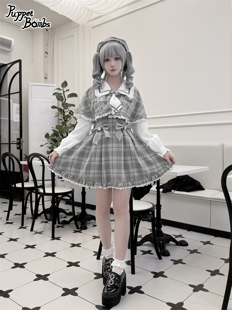 画像43: 【Last one】【PuppetBombs】Q112 探偵チェックワンピースセット (43)