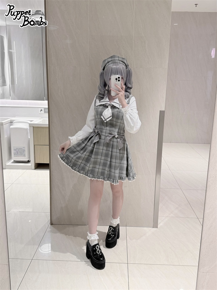 画像40: 【Last one】【PuppetBombs】Q112 探偵チェックワンピースセット (40)