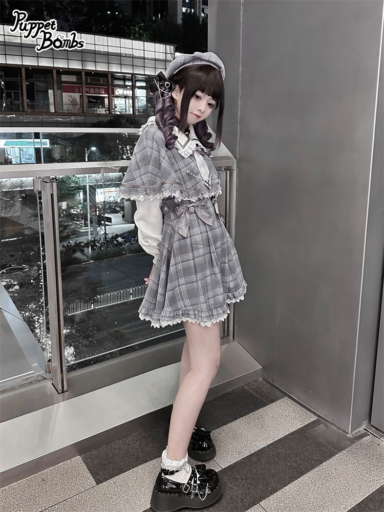 画像8: 【Last one】【PuppetBombs】Q112 探偵チェックワンピースセット (8)