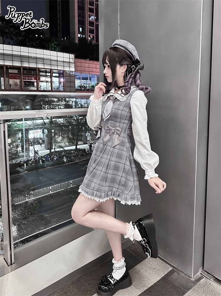 画像12: 【Last one】【PuppetBombs】Q112 探偵チェックワンピースセット (12)